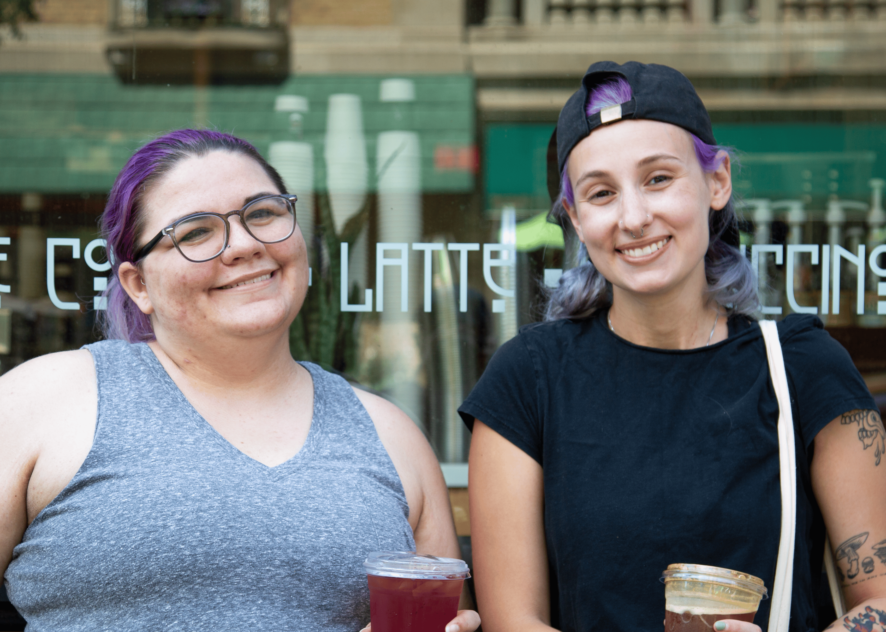 Photo of two people with drinks
